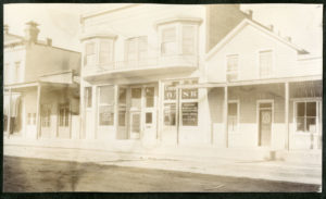 Black and white photograph of the Carson Valley Bank.